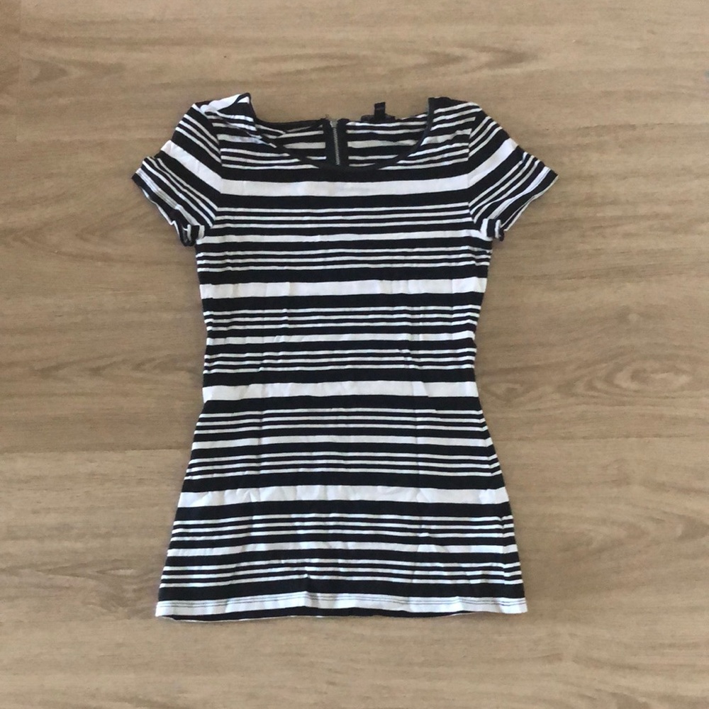 Black and white striped XS Express top